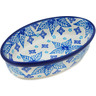 Polish Pottery Condiment Dish 6&quot; Blue Poinsettia UNIKAT