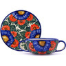 Polish Pottery Boleslawiec Stoneware Bouillon Cup With Saucer 148 Cer maz UNIKAT pattern D143 H7282G