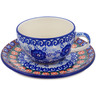 Polish Pottery Boleslawiec Stoneware Cup With Saucer 767 Ceramika Artystyczna UNIKAT pattern U57A H8251A