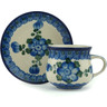 Polish Pottery Boleslawiec Stoneware Espresso Cup With Saucer 244 Ceramika Artystyczna pattern 163X H9223A
