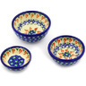 Polish Pottery Boleslawiec Stoneware Set Of 3 Nesting Bowls 39+40+41 Cer maz pattern D24 H9626F
