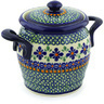 Polish Pottery Stoneware JAR W/LID W/HANDLES