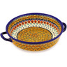 Polish Pottery Stoneware BAKER ROUND W/HANDLES