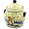 Polish Pottery Stoneware JAR W/LID W/HANDLES
