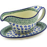 Polish Pottery Stoneware GRAVY BOAT W/SAUCER