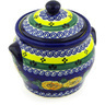 Polish Pottery Stoneware JAR W/LID W/HANDLES