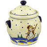Polish Pottery Stoneware JAR W/LID W/HANDLES