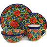 Polish Pottery 4-Piece Place Setting Flowers Collected On A Sunny Day UNIKAT