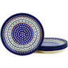 Polish Pottery 4-Piece Set of Luncheon Plates Floral Peacock UNIKAT