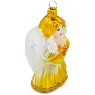 Glass Angel Ornament 4&quot; Golden Angel