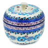 Polish Pottery Apple Shaped Jar 4&quot; Blooming Blues