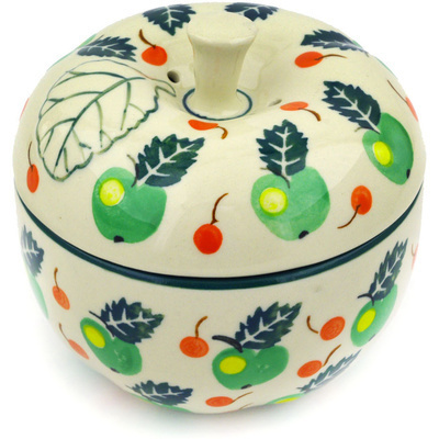 Polish Pottery Apple Shaped Jar 5&quot;