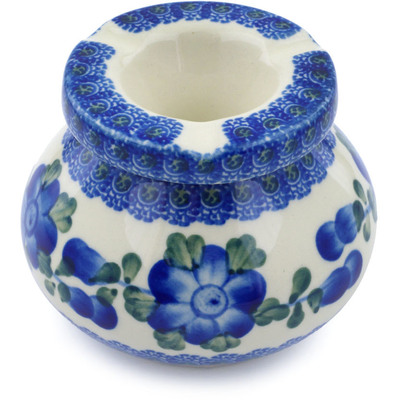 Polish Pottery Ashtray 4&quot; Blue Poppies