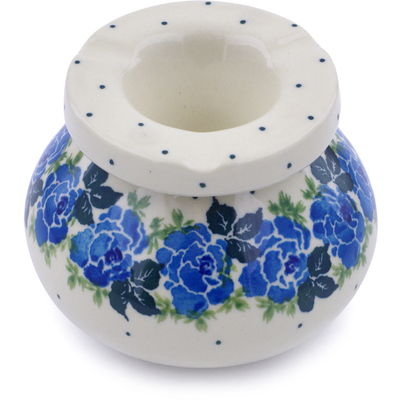 Polish Pottery Ashtray 4&quot; Blue Rose