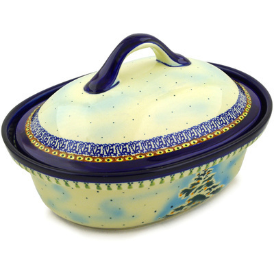 Polish Pottery Baker with Cover 12&quot; Frosted Pine