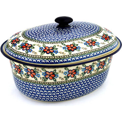 Polish Pottery Baker with Cover 14&quot; Lancaster Rose