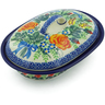 Polish Pottery Baker with Cover 8&quot; Sunset Rose Bouquet UNIKAT