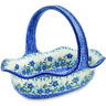 Polish Pottery Basket with Handle 11&quot; Blue Joy