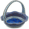 Polish Pottery Basket with Handle 11&quot; Blue Poppies UNIKAT