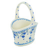 Polish Pottery Basket with Handle 7&quot; Blue Grapevine