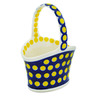 Polish Pottery Basket with Handle 7&quot; Yellow Dots