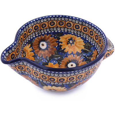 Polish Pottery Batter Bowl 7&frac12;-inch Autumn Chrysanthemums UNIKAT