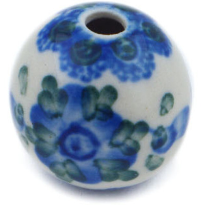 Polish Pottery Bead 1&quot; Blue Poppies