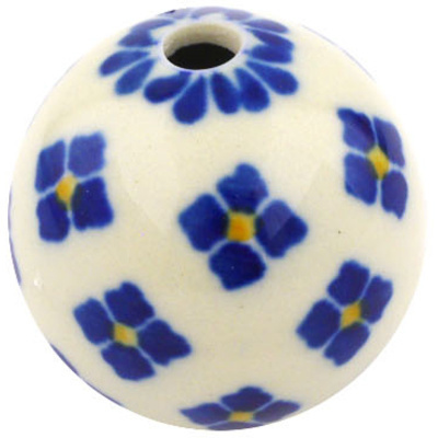 Polish Pottery Bead 1&quot; Four Square Flower