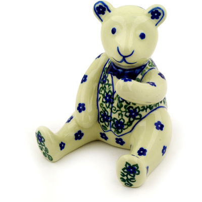 Polish Pottery Bear Figurine 5&quot; Lobelia Vines
