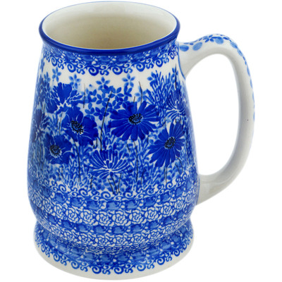 Polish Pottery Beer Mug 34 oz Dreams In Blue UNIKAT
