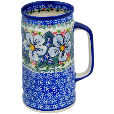 Polish Pottery Beer Mug 34 oz Floral Dream UNIKAT