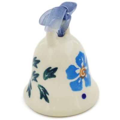 Polish Pottery Bell Figurine 2&quot; Blue Cornflower