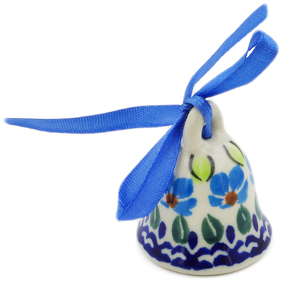 Polish Pottery Bell Figurine 2&quot; Pansy Morning