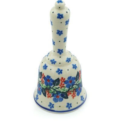 Polish Pottery Bell Figurine 6&quot; Spring Wreath
