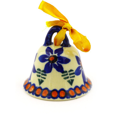 Polish Pottery Bell Ornament 2&quot;