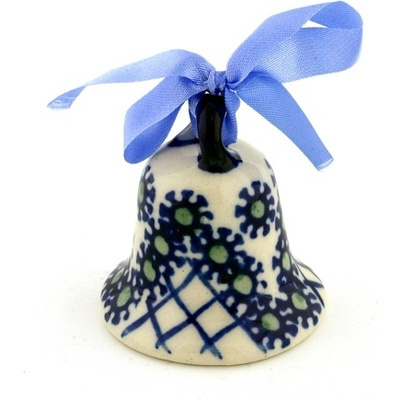 Polish Pottery Bell Ornament 2&quot; UNIKAT