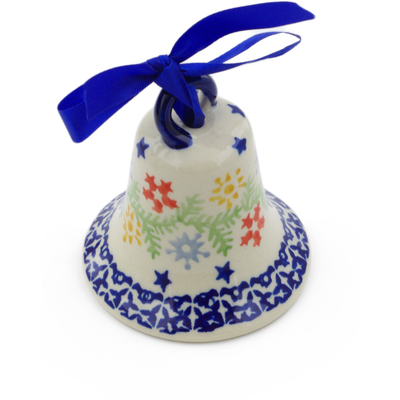 Polish Pottery Bell Ornament 3&quot; Floral Christmas