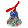 Polish Pottery Bell Ornament 3&quot; Scarlet Flora UNIKAT