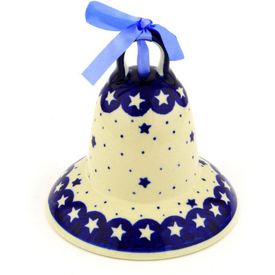 Polish Pottery Bell Ornament 5&quot; Morning Stars