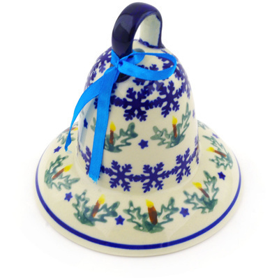 Polish Pottery Bell Ornament 5&quot; Winter Candles