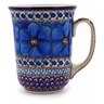 Polish Pottery Bistro Mug Blue Poppies UNIKAT