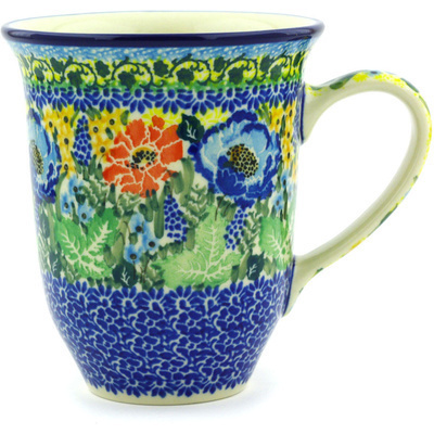Polish Pottery Bistro Mug Bountiful Blue Bonnet UNIKAT