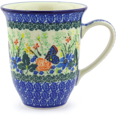 Polish Pottery Bistro Mug Butterfly Haven UNIKAT