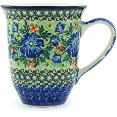 Polish Pottery Bistro Mug Popping Periwinkle UNIKAT