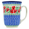 Polish Pottery Bistro Mug Red Pansy