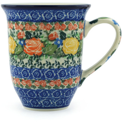 Polish Pottery Bistro Mug Rose Splendor UNIKAT