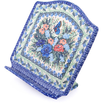 Polish Pottery Book Stand 9&quot; Butterfly Blue UNIKAT
