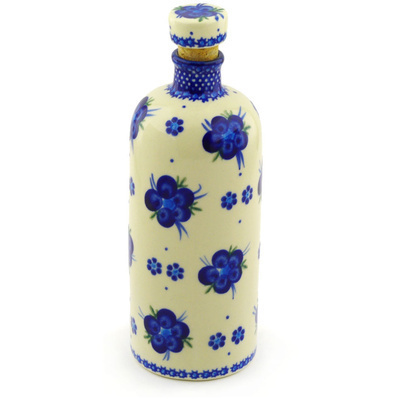 Polish Pottery Bottle 27 oz Bleu-belle Fleur
