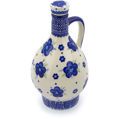 Polish Pottery Bottle 34 oz Bleu-belle Fleur