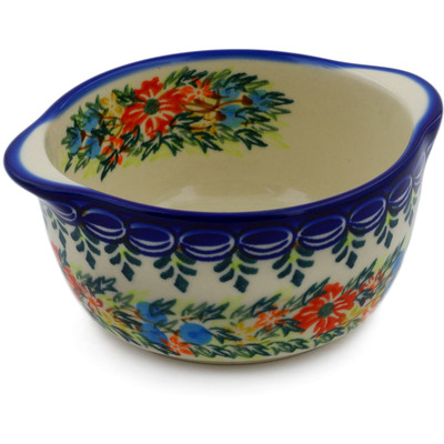 Polish Pottery Bouillon Cup 11 oz Ring Of Flowers UNIKAT